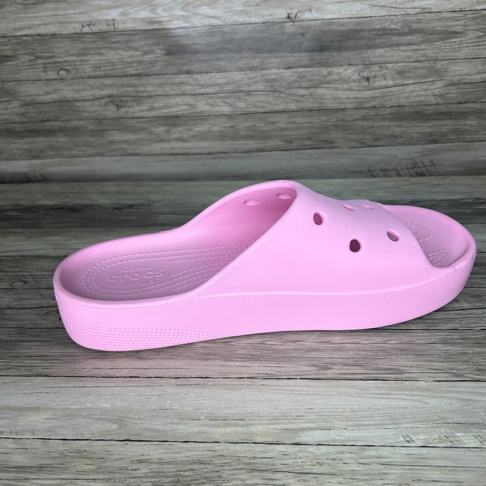 Crocs Platform Slide Open Toe Womens Size 11 Sandals Pink Flamingo - Picture 7 of 9
